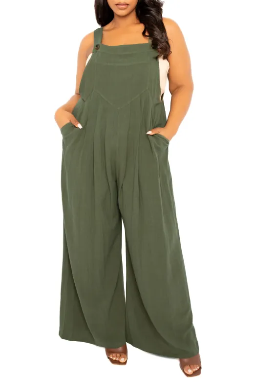 Wide Leg Linen Jumpsuit sold by Buxom Couture