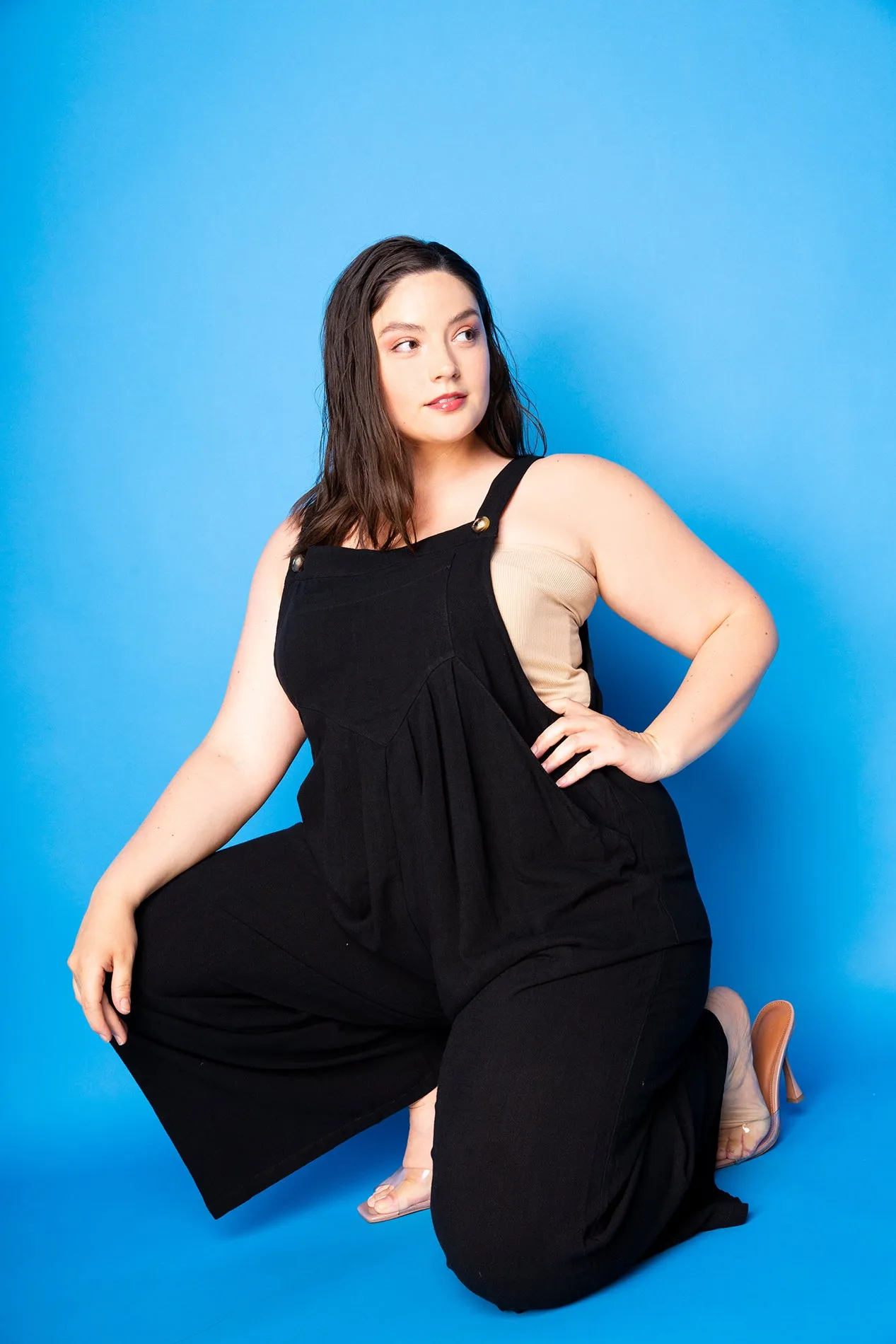 Wide Leg Linen Jumpsuit sold by Buxom Couture