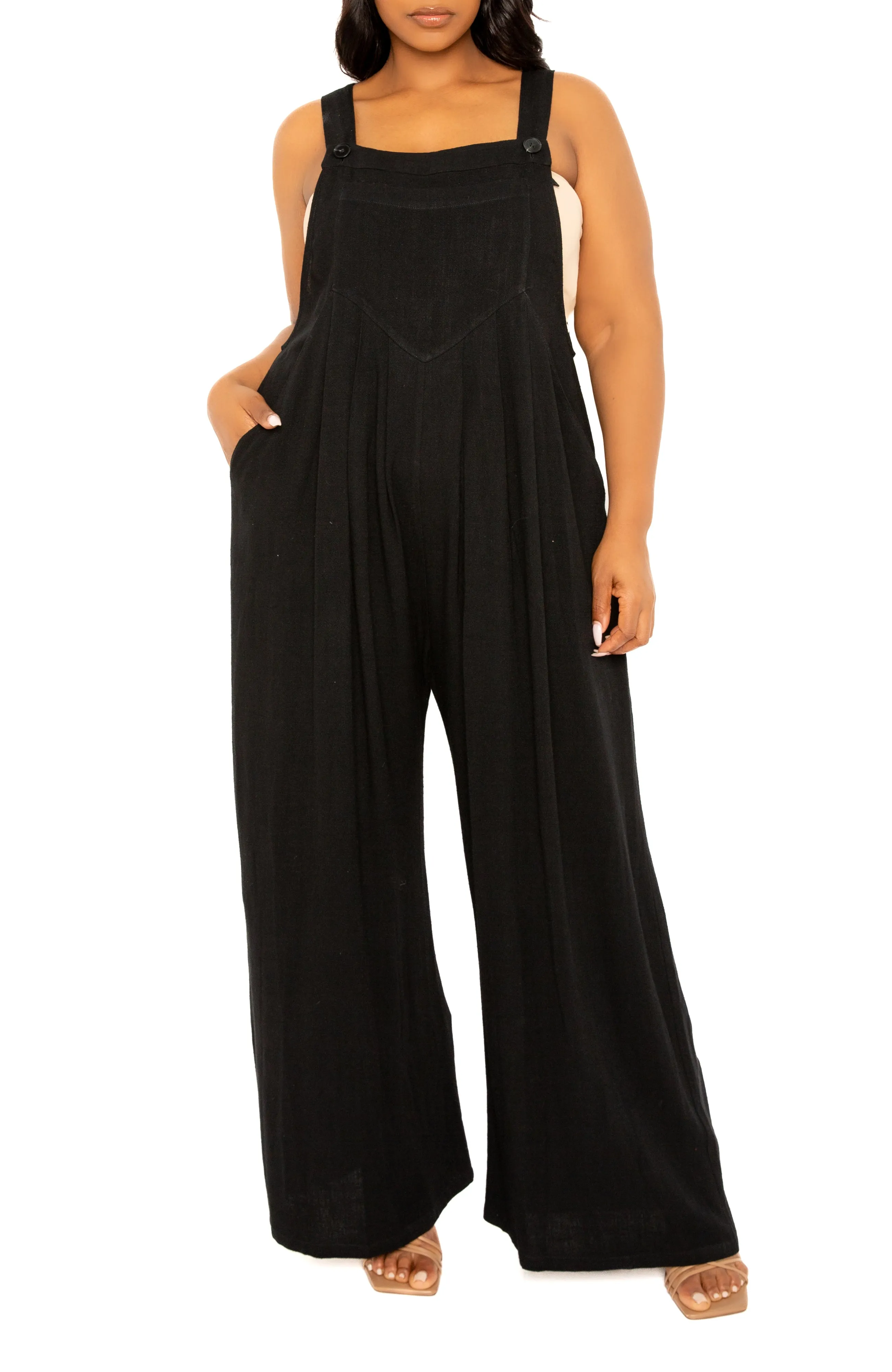Wide Leg Linen Jumpsuit sold by Buxom Couture product image thumbnail 2