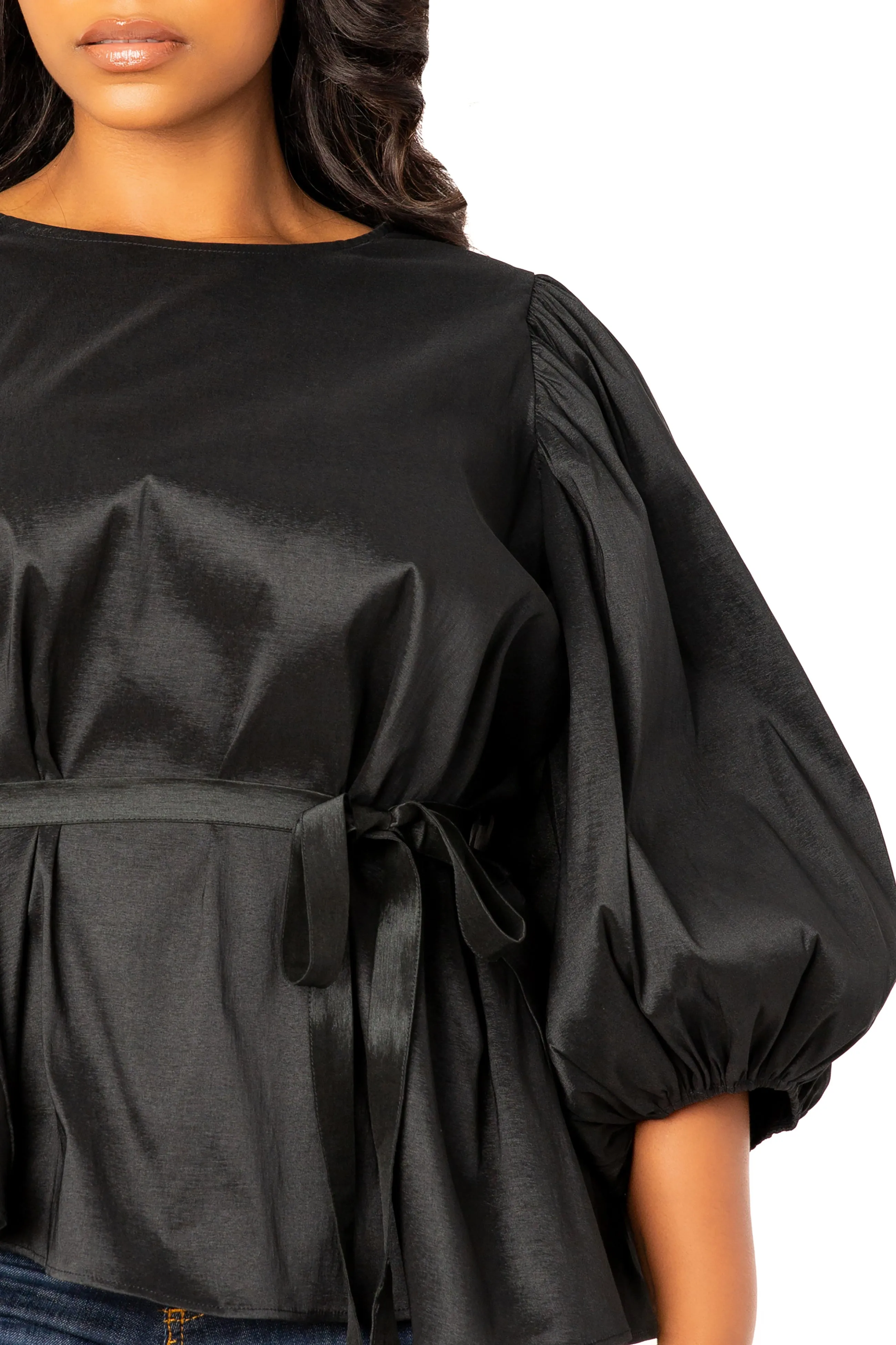 Tie Waist Voluminous Sleeve Blouse sold by Buxom Couture product image thumbnail 4