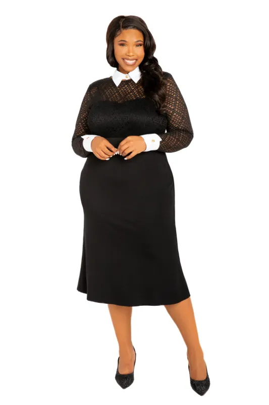 Collared Lace Midi Dress sold by Buxom Couture