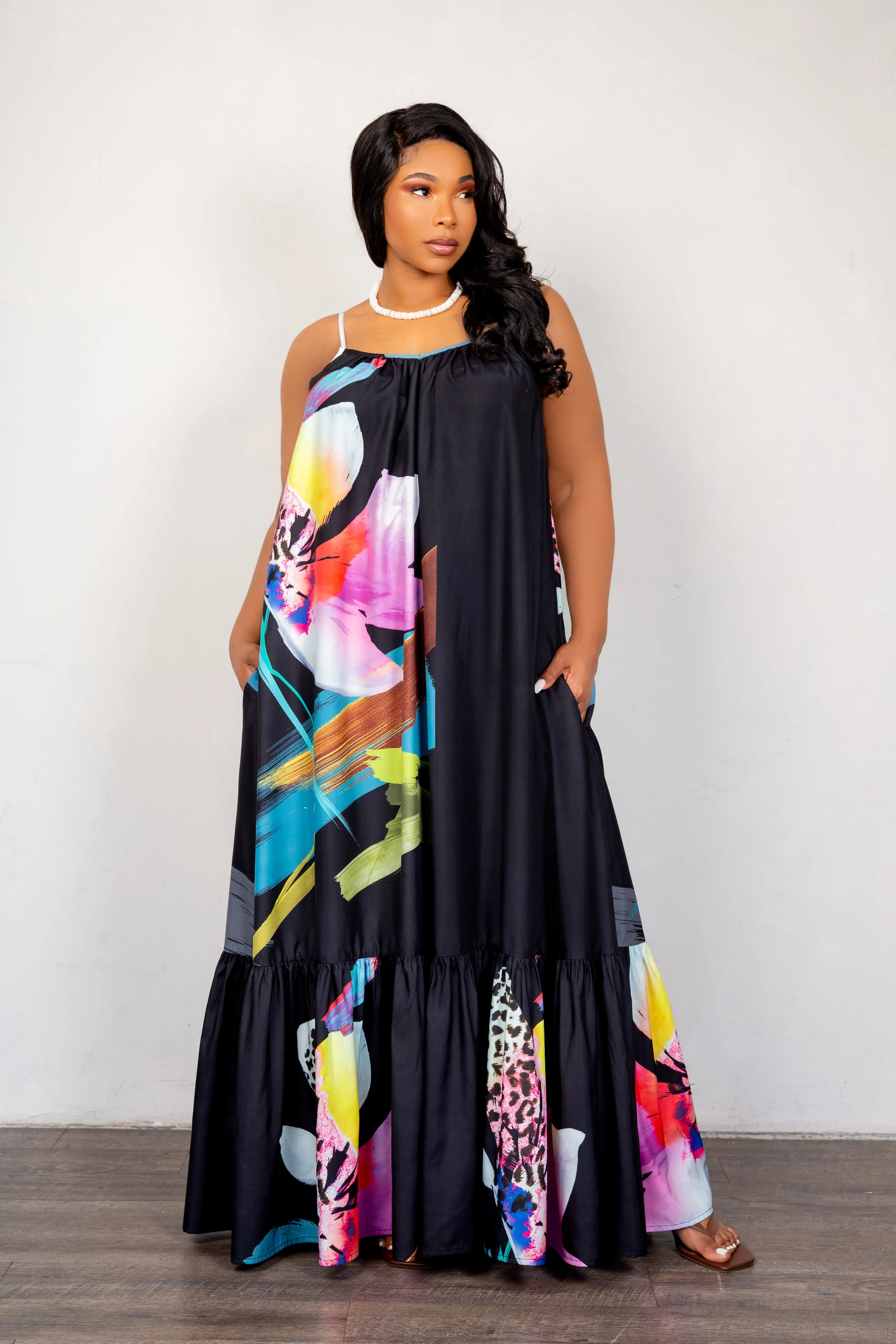Floral Voluminous Maxi Dress sold by Buxom Couture
