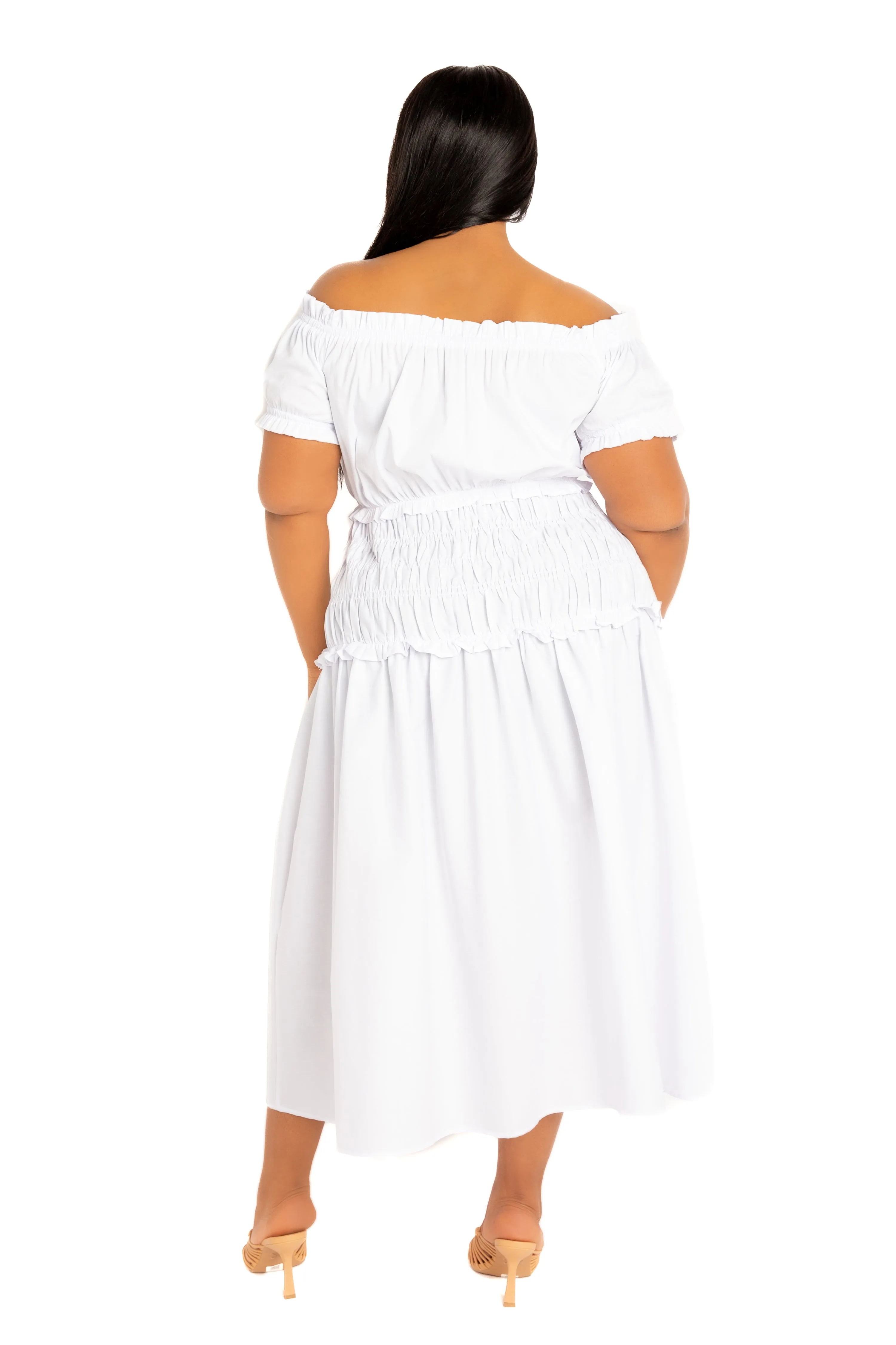 Off Shoulder Smocked Midi Dress sold by Buxom Couture product image thumbnail 2