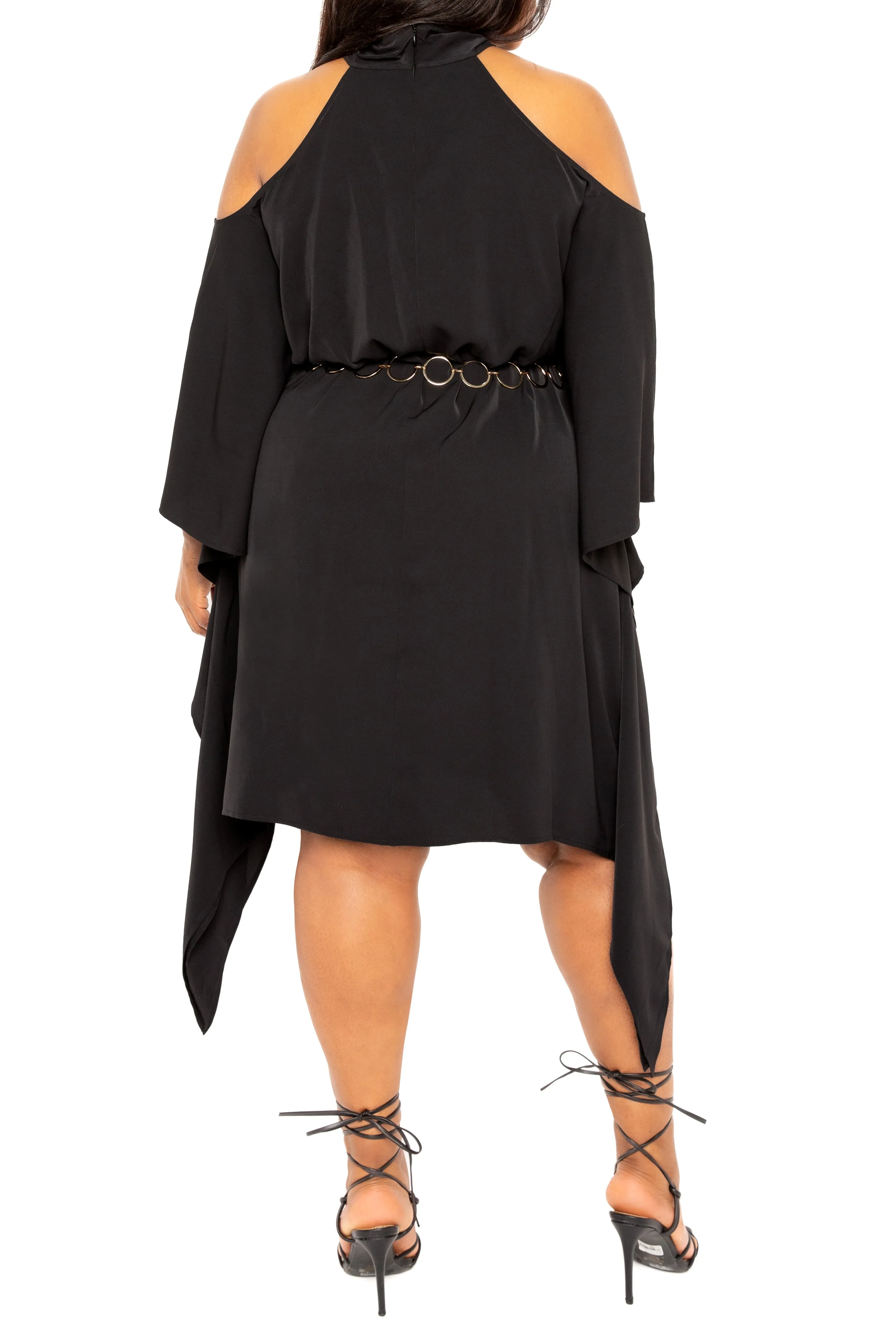 Cross Halter Neck Tunic Dress with Metal Belt sold by Buxom Couture product image thumbnail 4