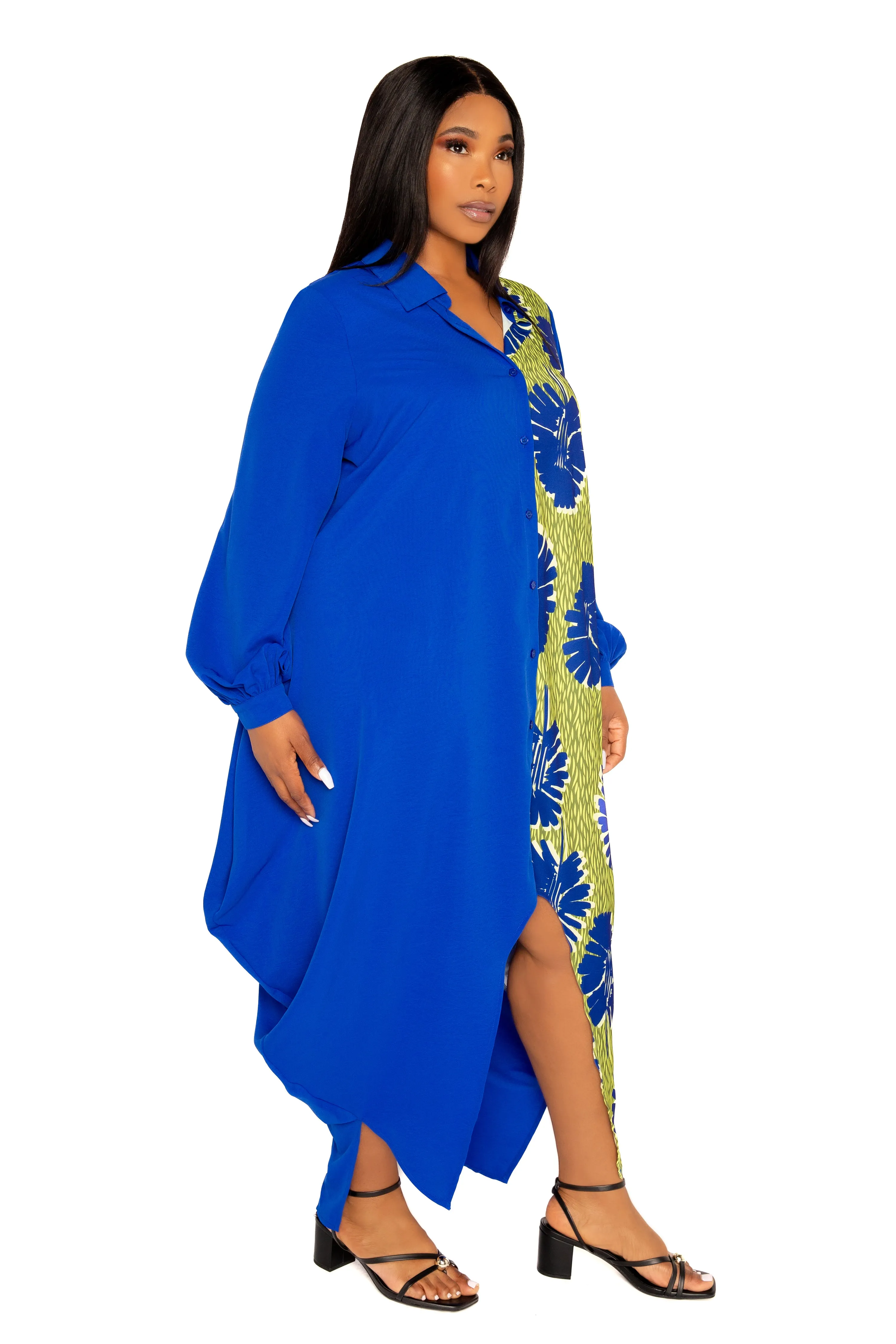Contrast Print Drapy Shirt Maxi Dress sold by Buxom Couture product image thumbnail 3