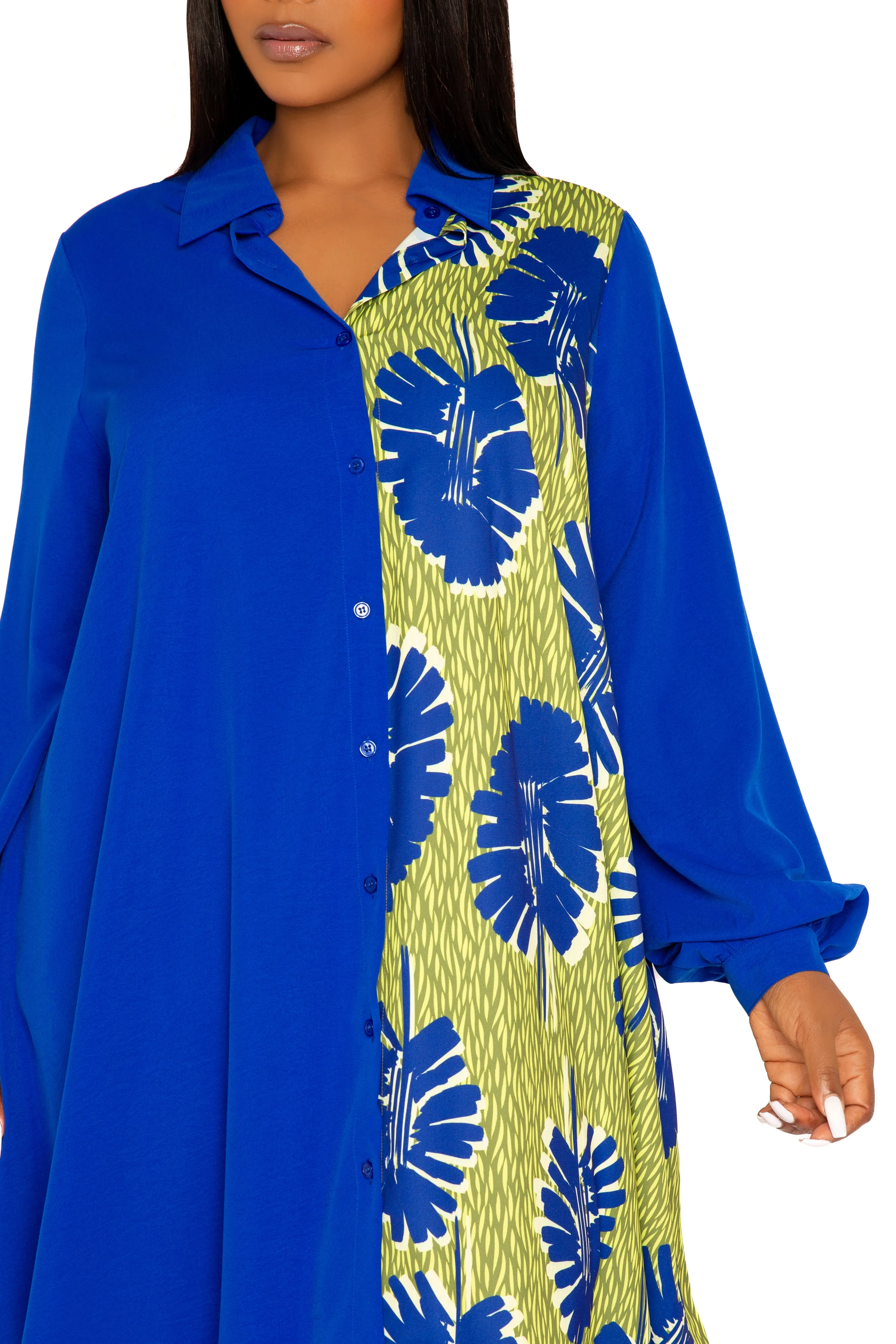 Contrast Print Drapy Shirt Maxi Dress sold by Buxom Couture product image thumbnail 5