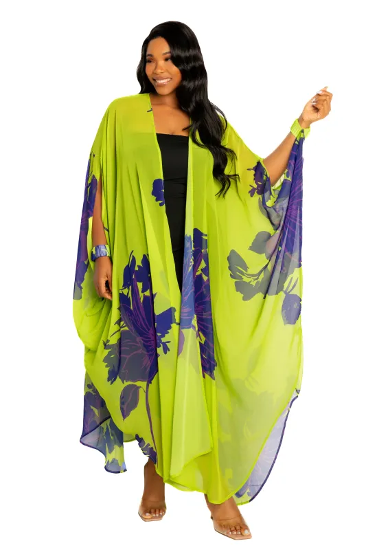 Floral Robe with Wrist Band sold by Buxom Couture