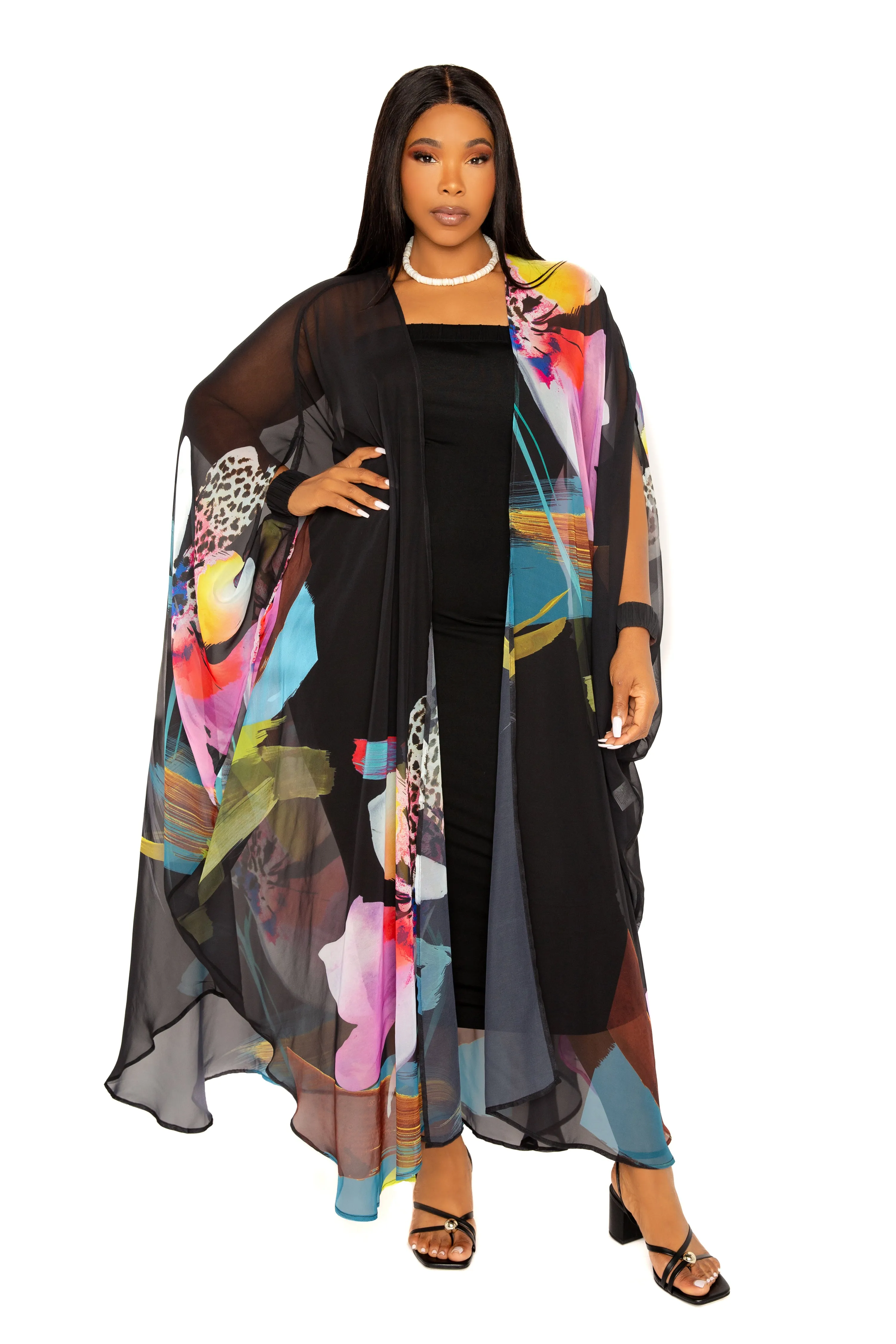 Floral Robe with Wrist Band sold by Buxom Couture