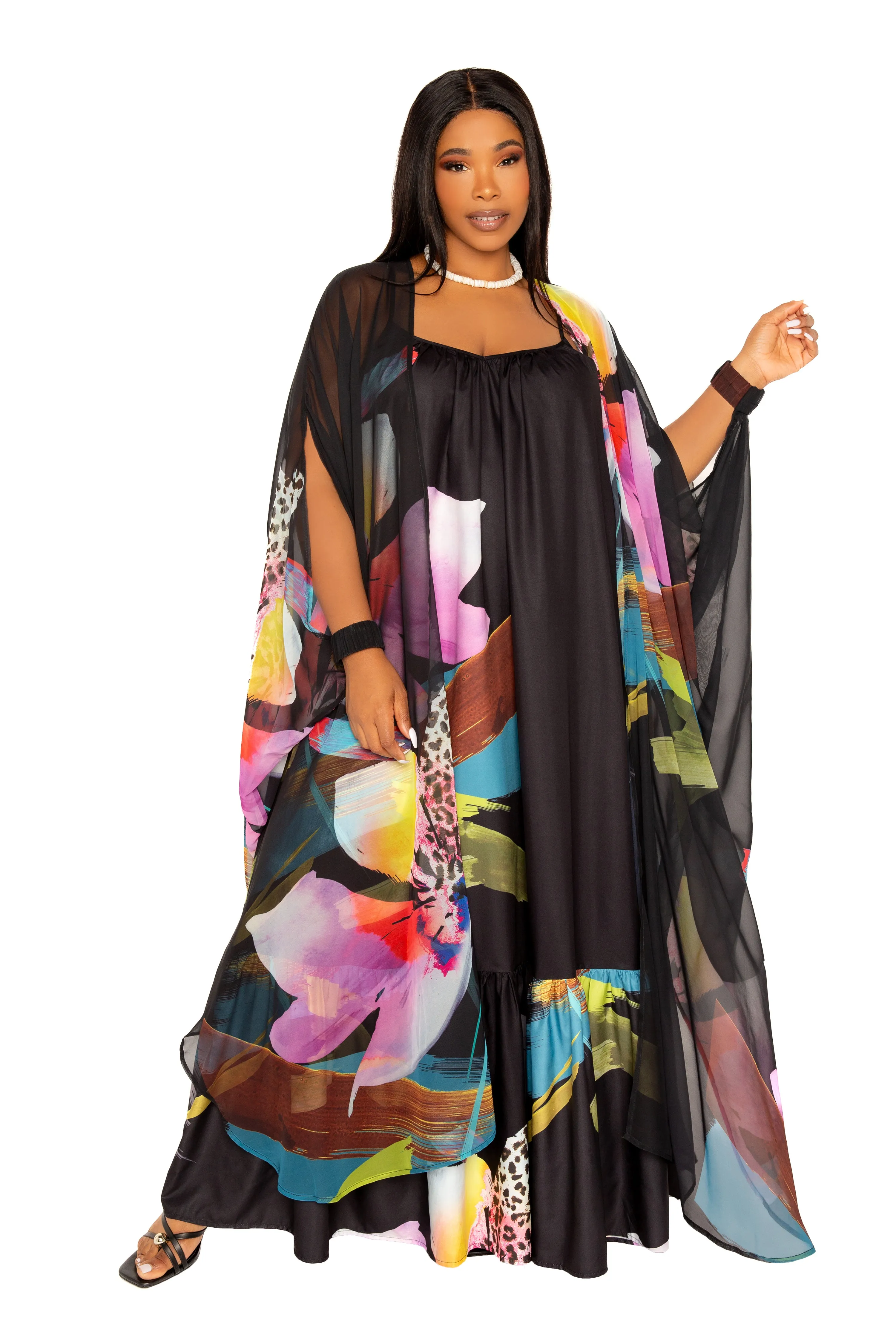 Floral Robe with Wrist Band sold by Buxom Couture product image thumbnail 2