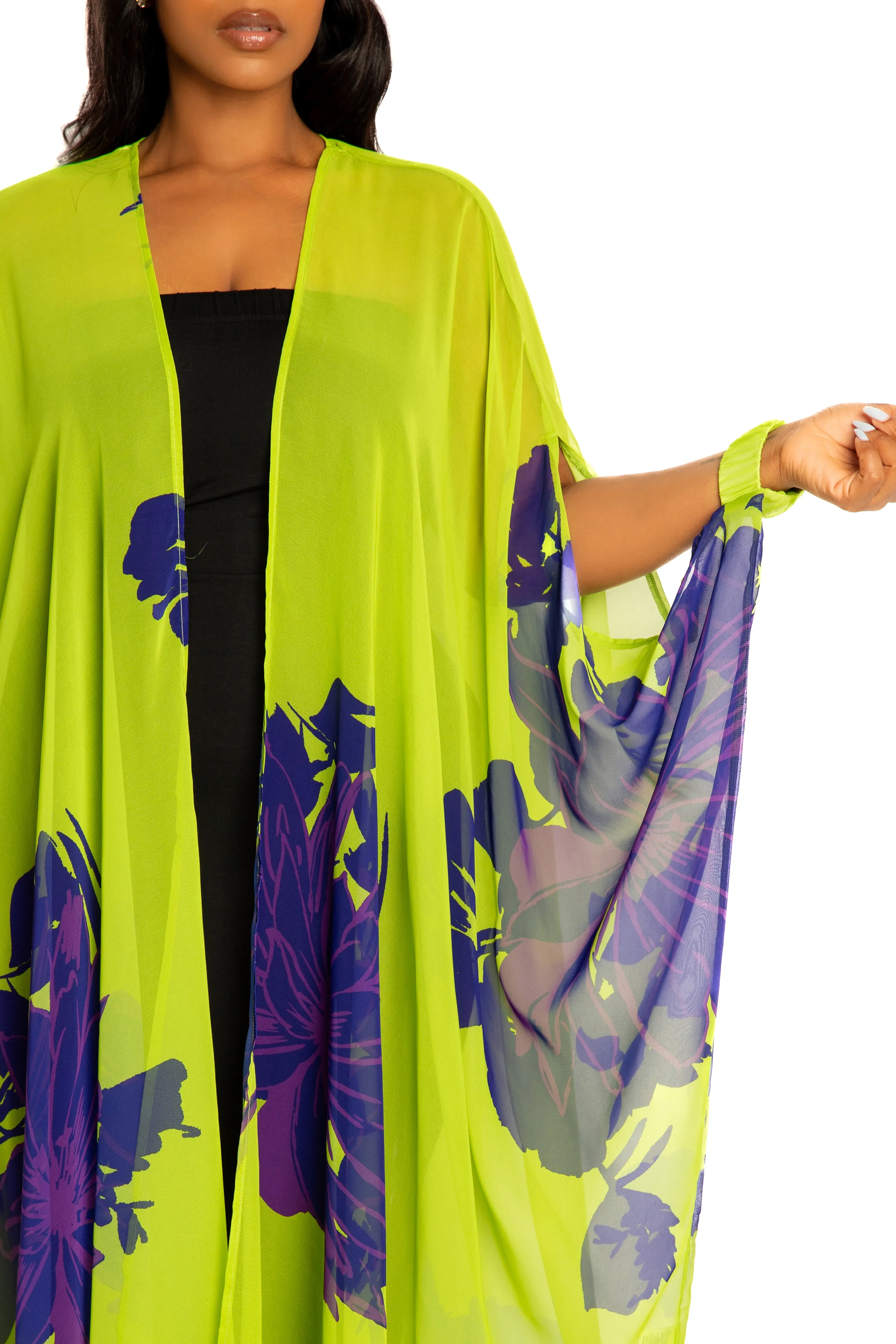 Floral Chiffon Kimono Cover-Ups sold by Buxom Couture product image thumbnail 5