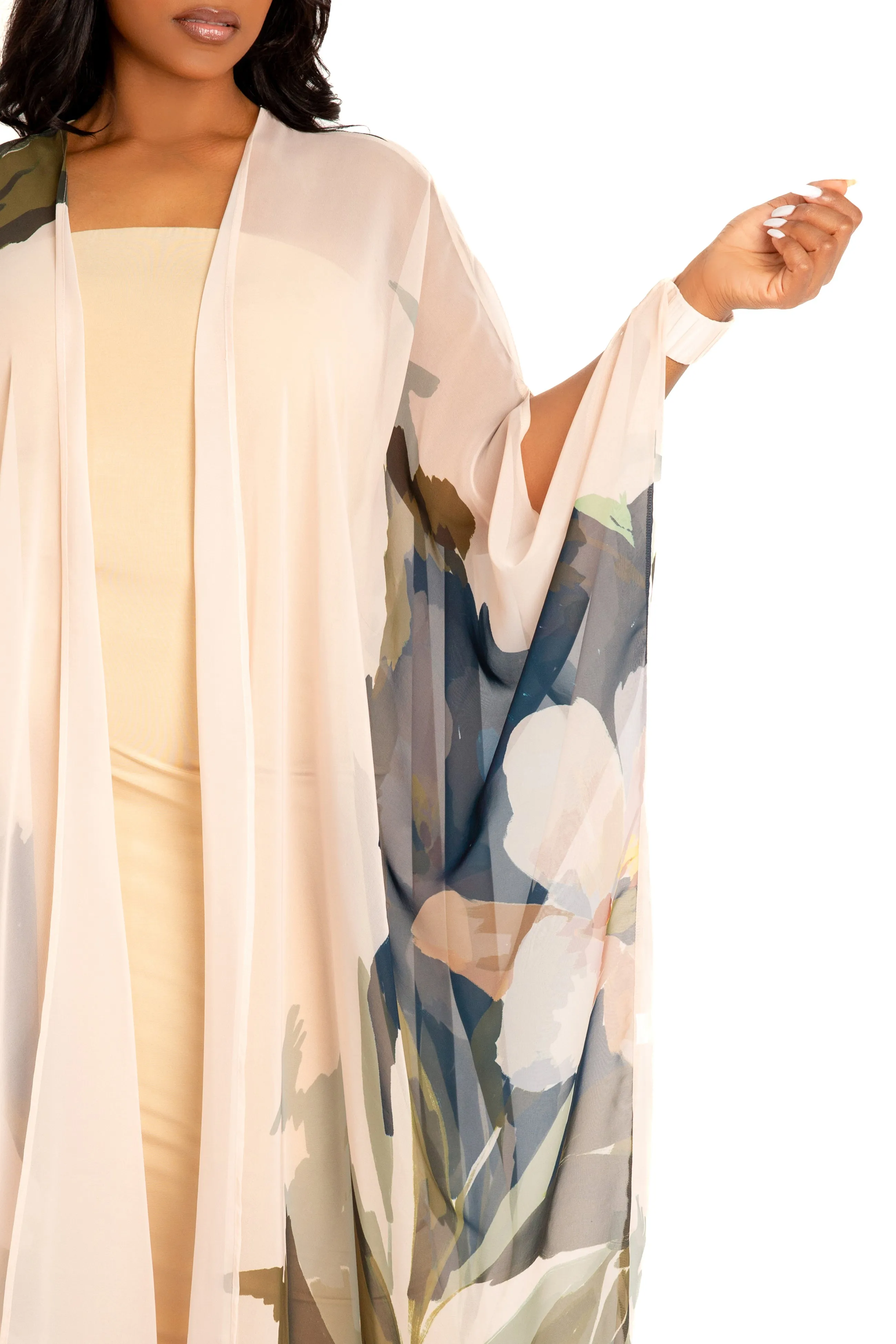Floral Chiffon Kimono Cover-Ups sold by Buxom Couture product image thumbnail 5