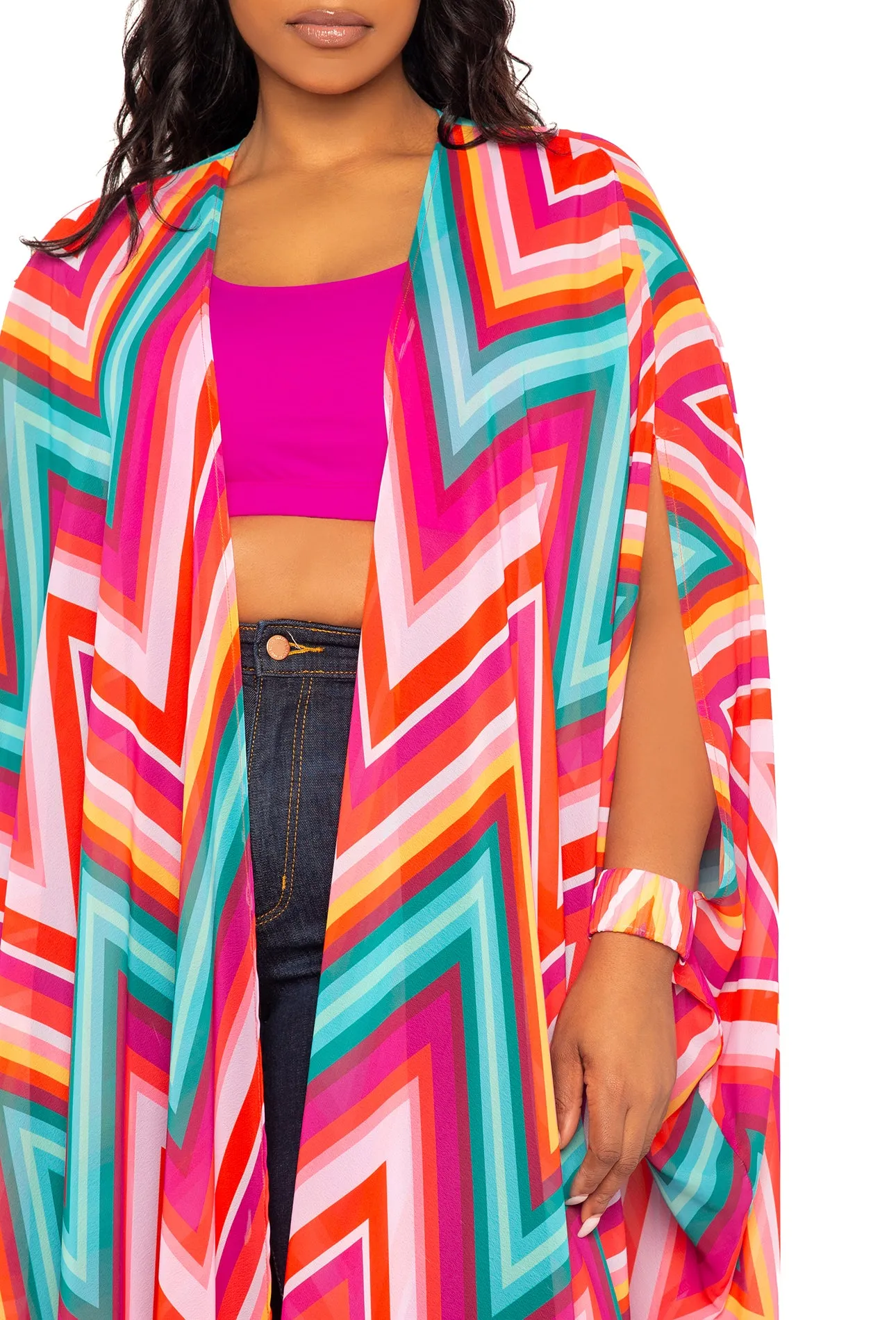 Chevron Chiffon Kimono Cover-Ups sold by Buxom Couture product image thumbnail 5