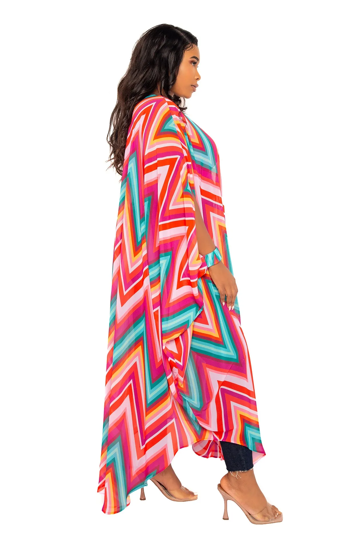 Chevron Chiffon Kimono Cover-Ups sold by Buxom Couture product image thumbnail 3