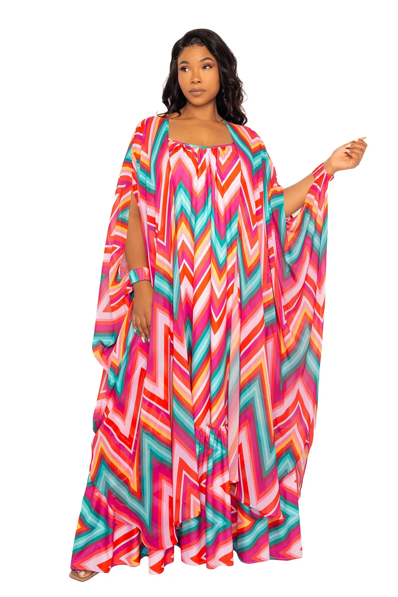 Chevron Chiffon Kimono Cover-Ups sold by Buxom Couture product image thumbnail 2