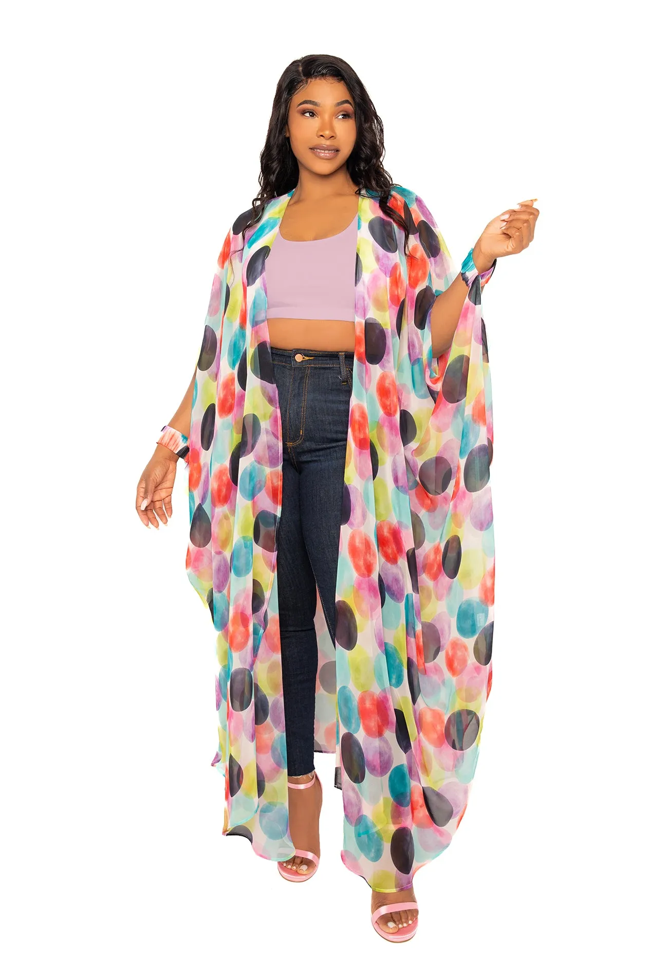 Polka Dot Chiffon Kimono Cover-Ups sold by Buxom Couture
