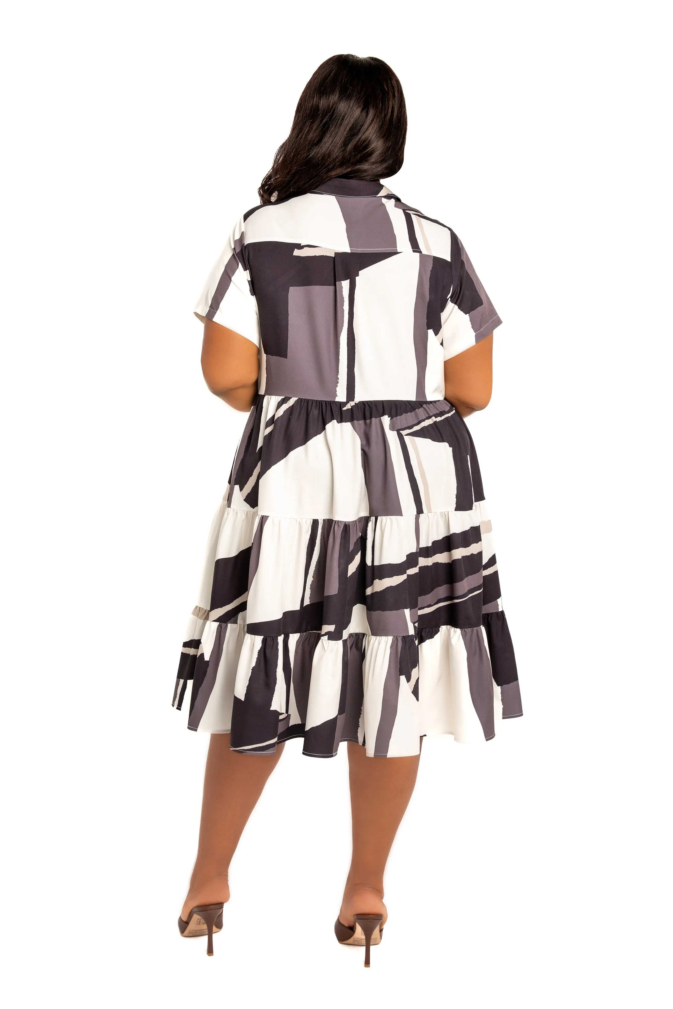 Print Tiered Mini Shirt Dress sold by Buxom Couture product image thumbnail 4