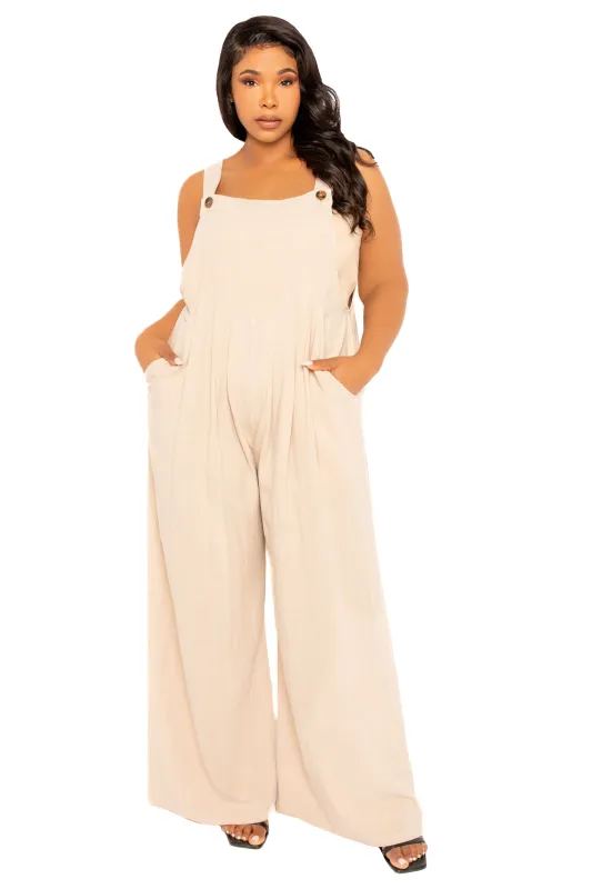 Wide Leg Linen Jumpsuit sold by Buxom Couture