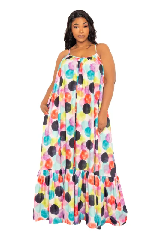Polka Dot Voluminous Maxi Dress sold by Buxom Couture