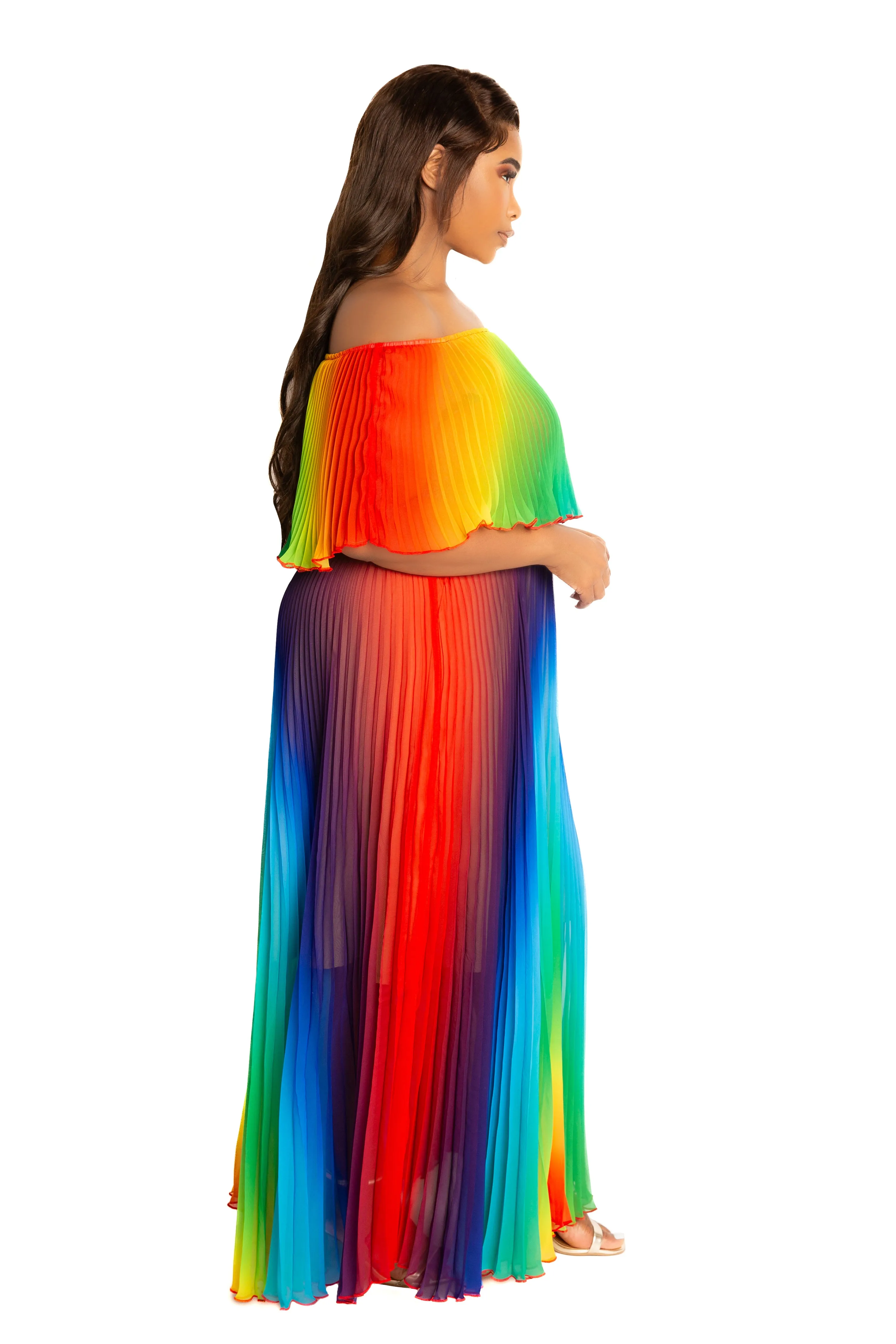Ombré Off Shoulder Pleated Maxi Dress sold by Buxom Couture product image thumbnail 3