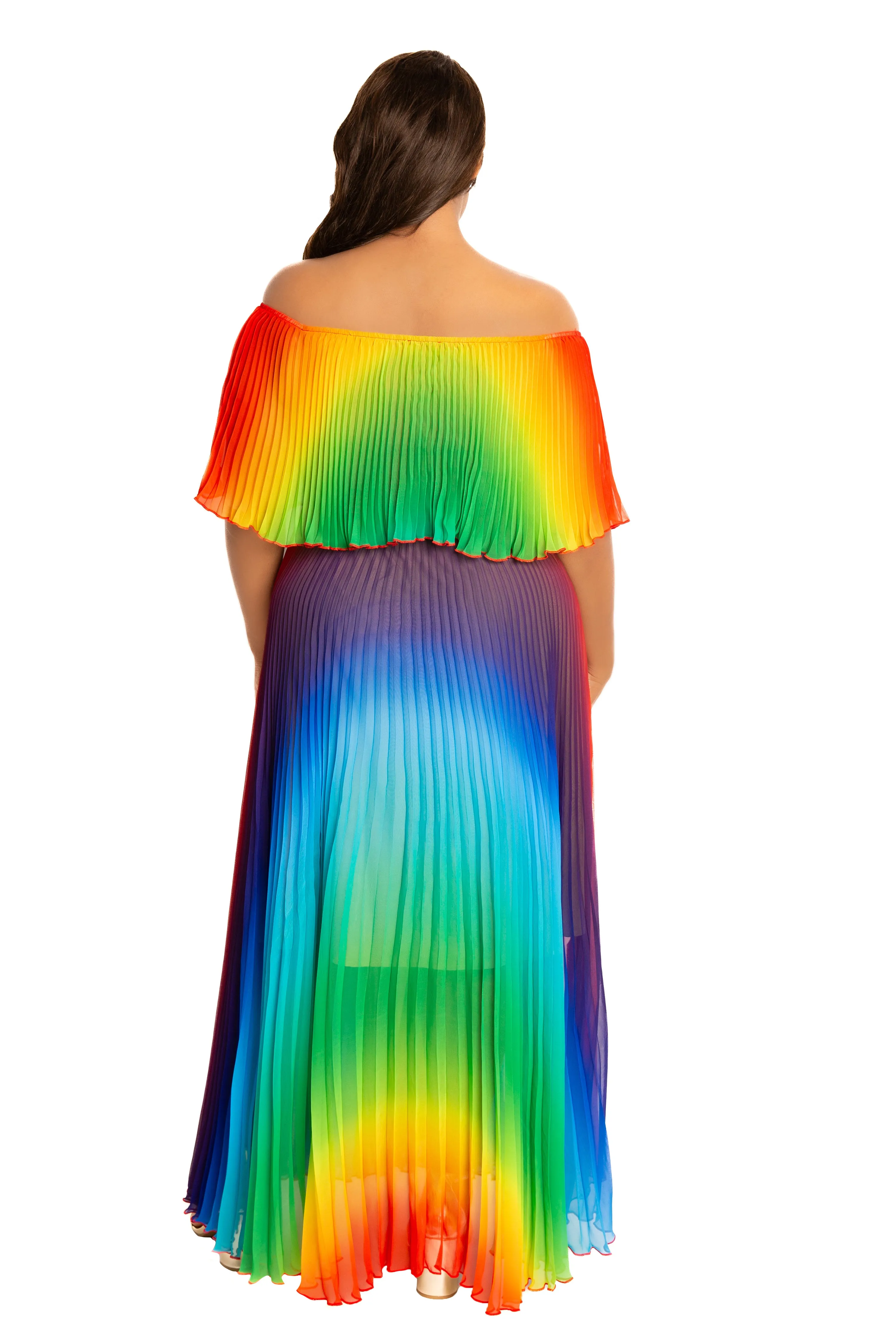 Ombré Off Shoulder Pleated Maxi Dress sold by Buxom Couture product image thumbnail 2