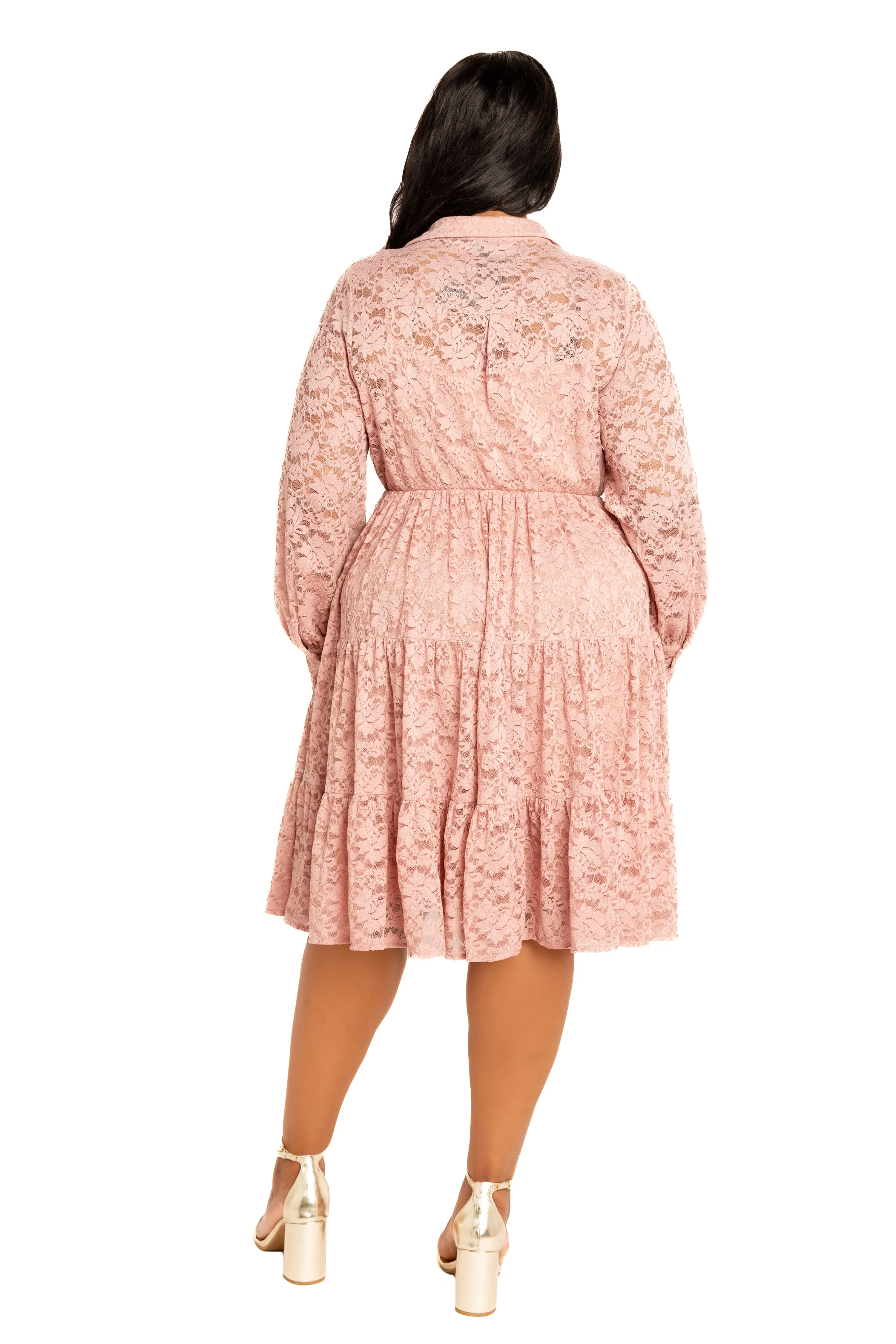 Lace Long Sleeve Tiered Shirt Dress sold by Buxom Couture product image thumbnail 2