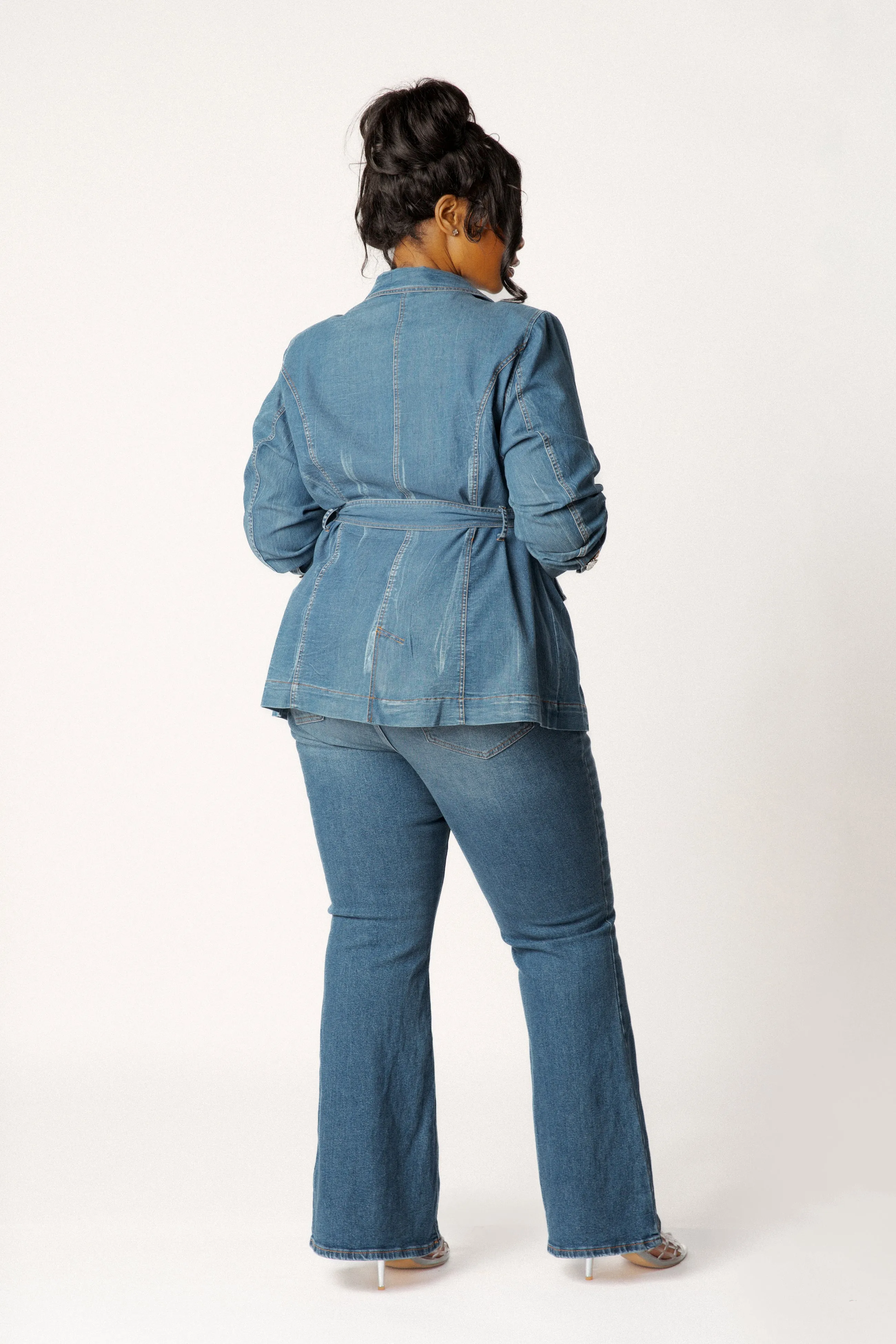 Belted Denim Blazer sold by Buxom Couture product image thumbnail 4