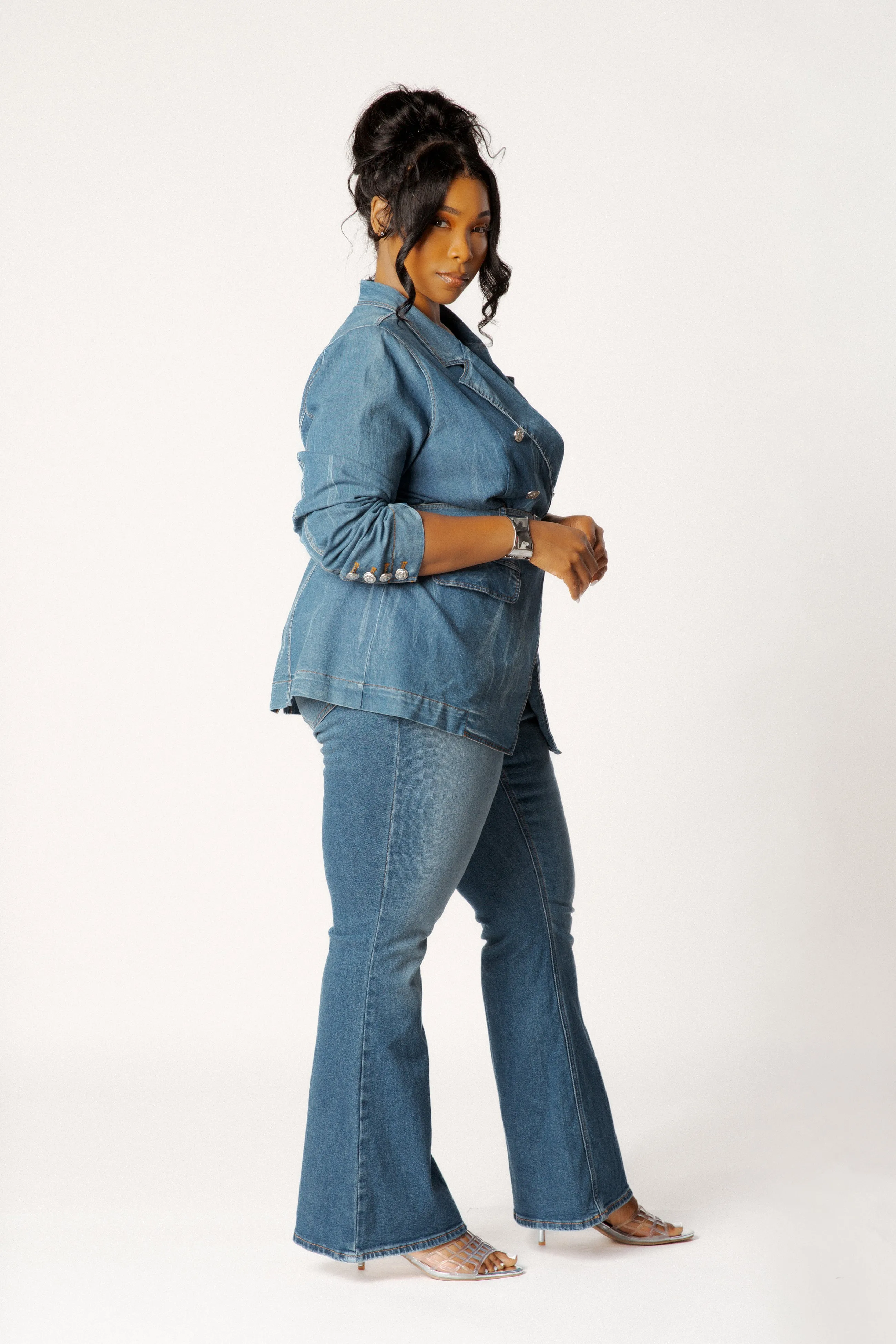Belted Denim Blazer sold by Buxom Couture product image thumbnail 3