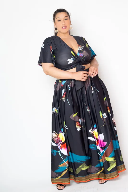 Tropical Cropped Top and Maxi Skirt Set sold by Buxom Couture