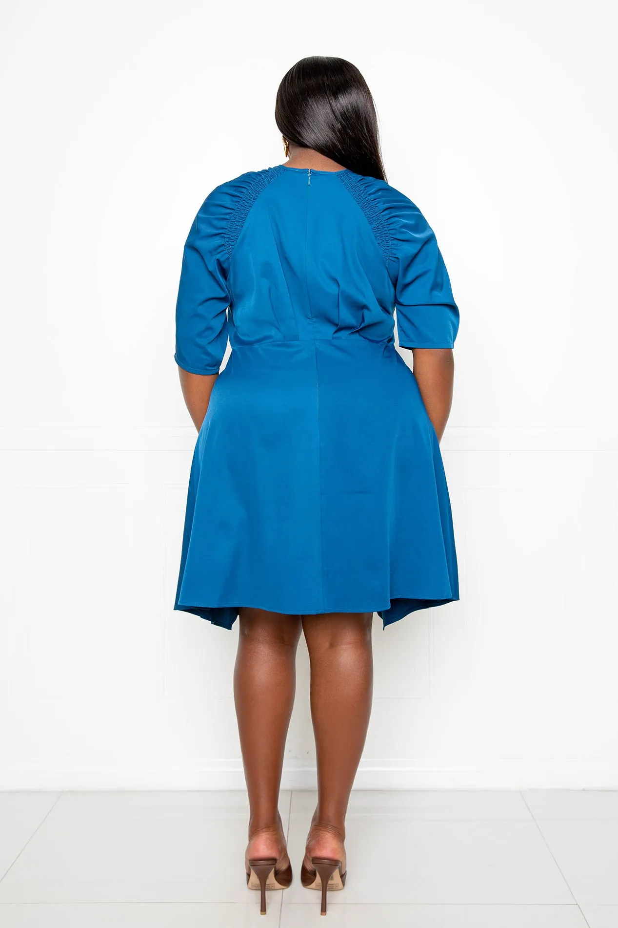 Ruched Sleeve Mini Dress sold by Buxom Couture product image thumbnail 4