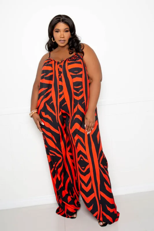 Animal Print Flutter Hem Jumpsuit sold by Buxom Couture