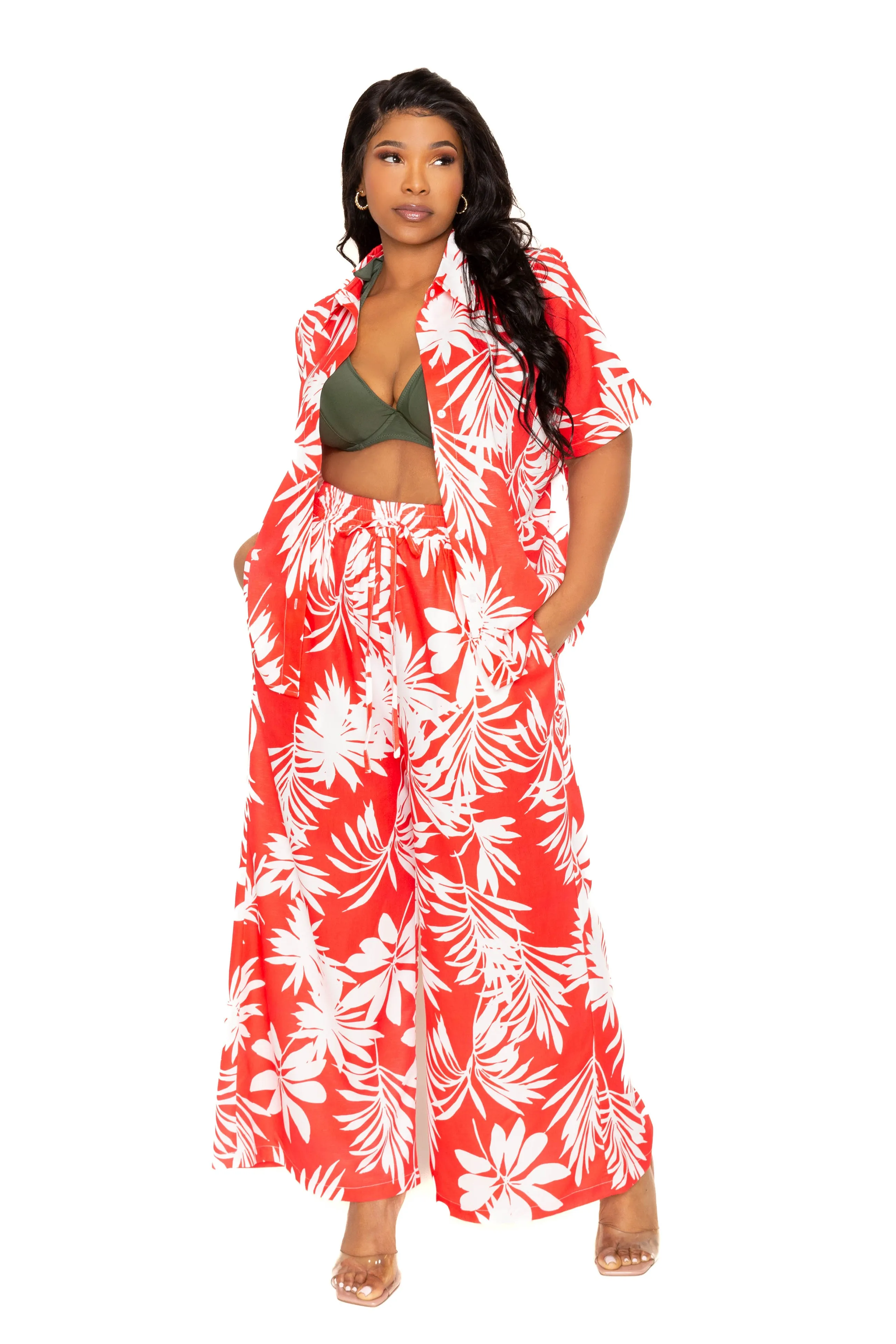 Tropical Two Piece Shirt and Pants Set sold by Buxom Couture