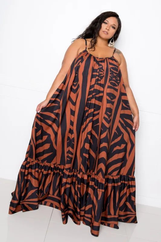 Print Voluminous Maxi Dress sold by Buxom Couture