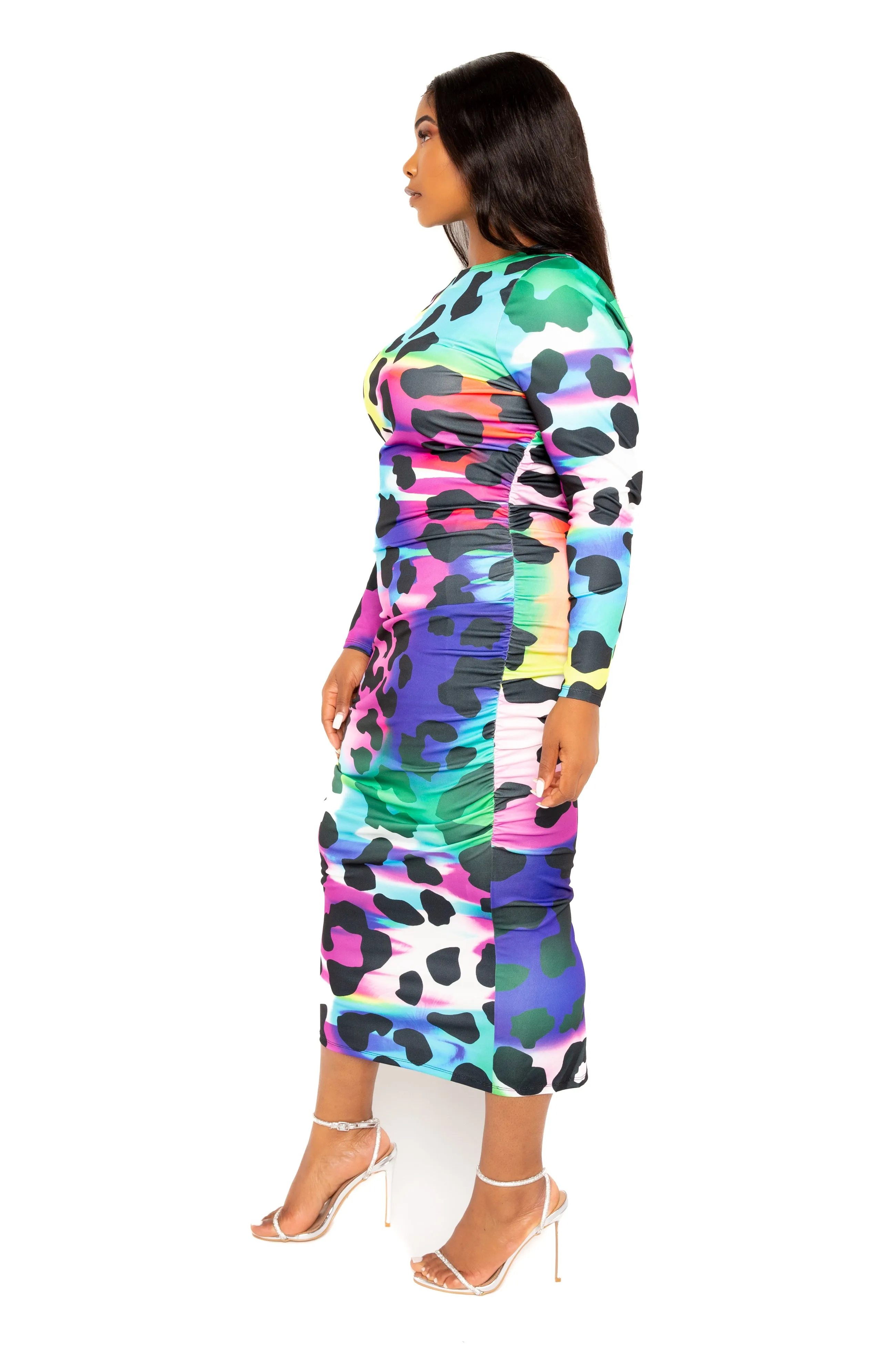 Animal Print Ruched Bodycon Dress sold by Buxom Couture product image thumbnail 3