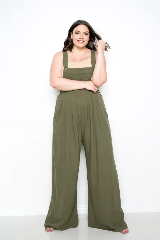 Linen Pinafore Jumpsuit sold by Buxom Couture