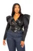 Exaggerated Shoulder Faux Leather Wrapped Top sold by Buxom Couture