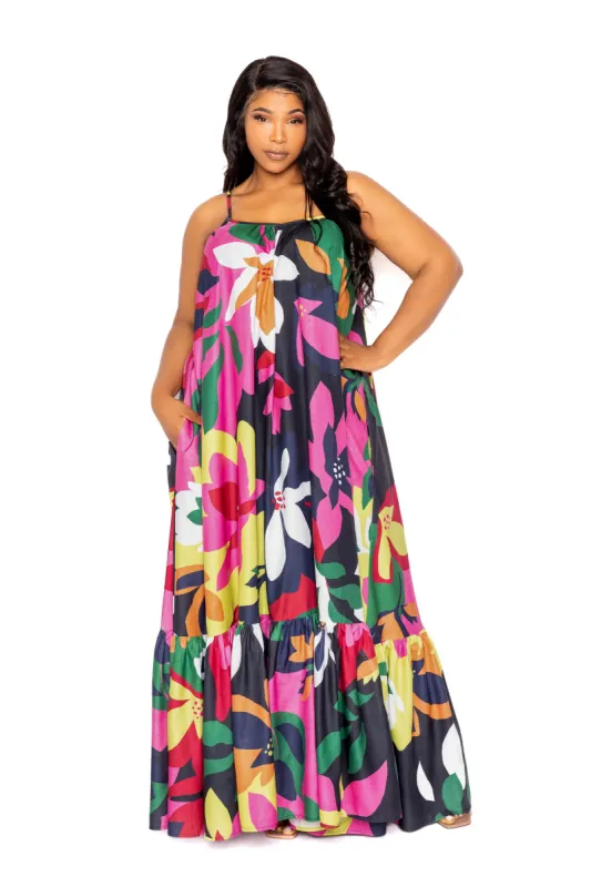 Floral Voluminous Maxi Dress sold by Buxom Couture