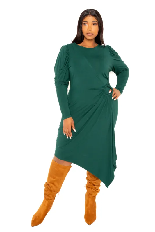Asymmetrical Dress with Shirring Detail sold by Buxom Couture
