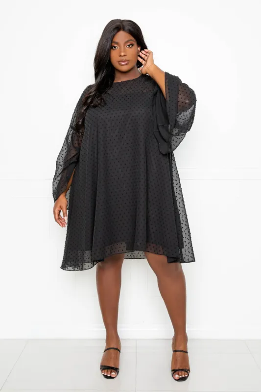 Polka Dot Bell Sleeve Shift Dress sold by Buxom Couture