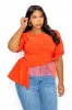 Asymmetrical Mesh Peplum top sold by Buxom Couture