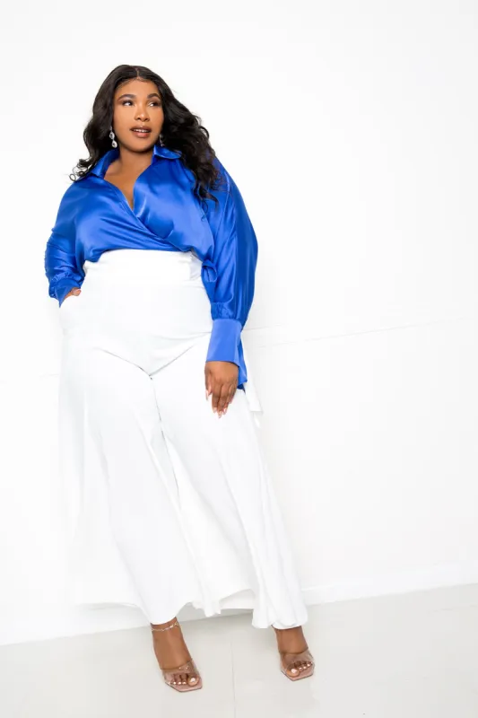 Wrapped Blouse with Palazzo Pants Set sold by Buxom Couture