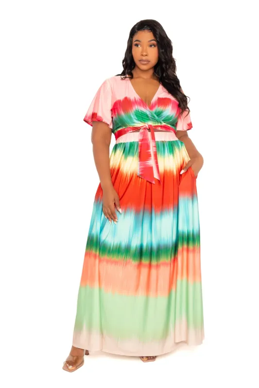 Ombre Stripe Crop Top and Maxi Skirt Set sold by Buxom Couture