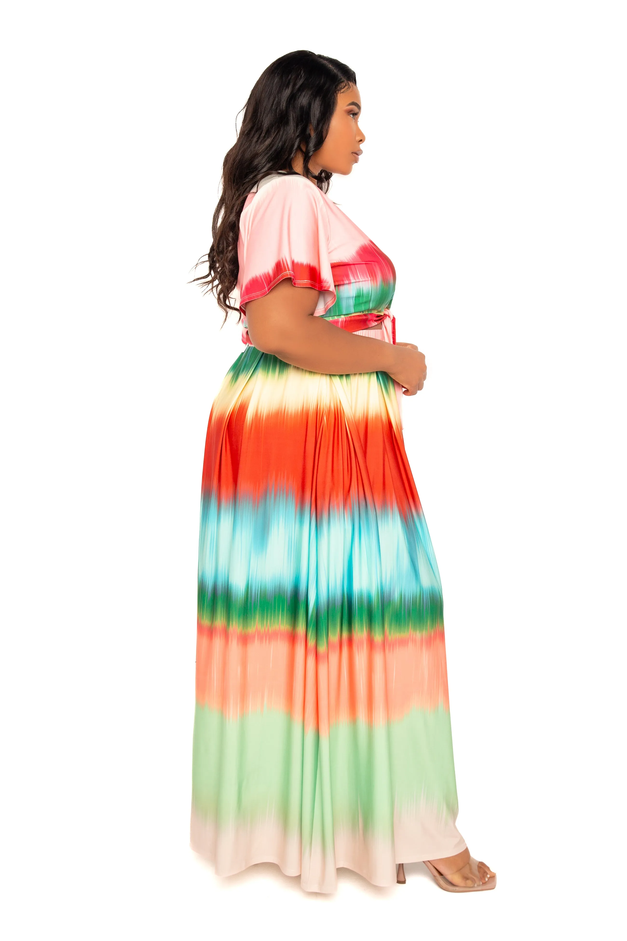 Ombre Stripe Crop Top and Maxi Skirt Set sold by Buxom Couture product image thumbnail 3