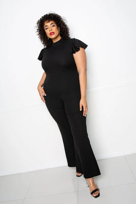 Ruffle Sleeve Jumpsuit sold by Buxom Couture