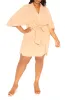 Linen Tie Waist Mini Dress sold by Buxom Couture