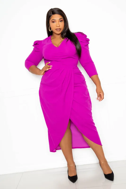 Wrapped Dress with Shoulder Accent sold by Buxom Couture