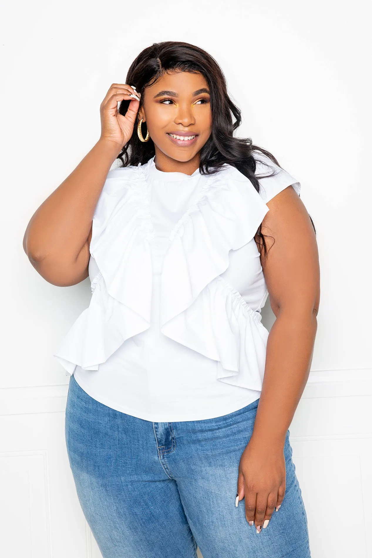 Cascade Ruffle Top sold by Buxom Couture