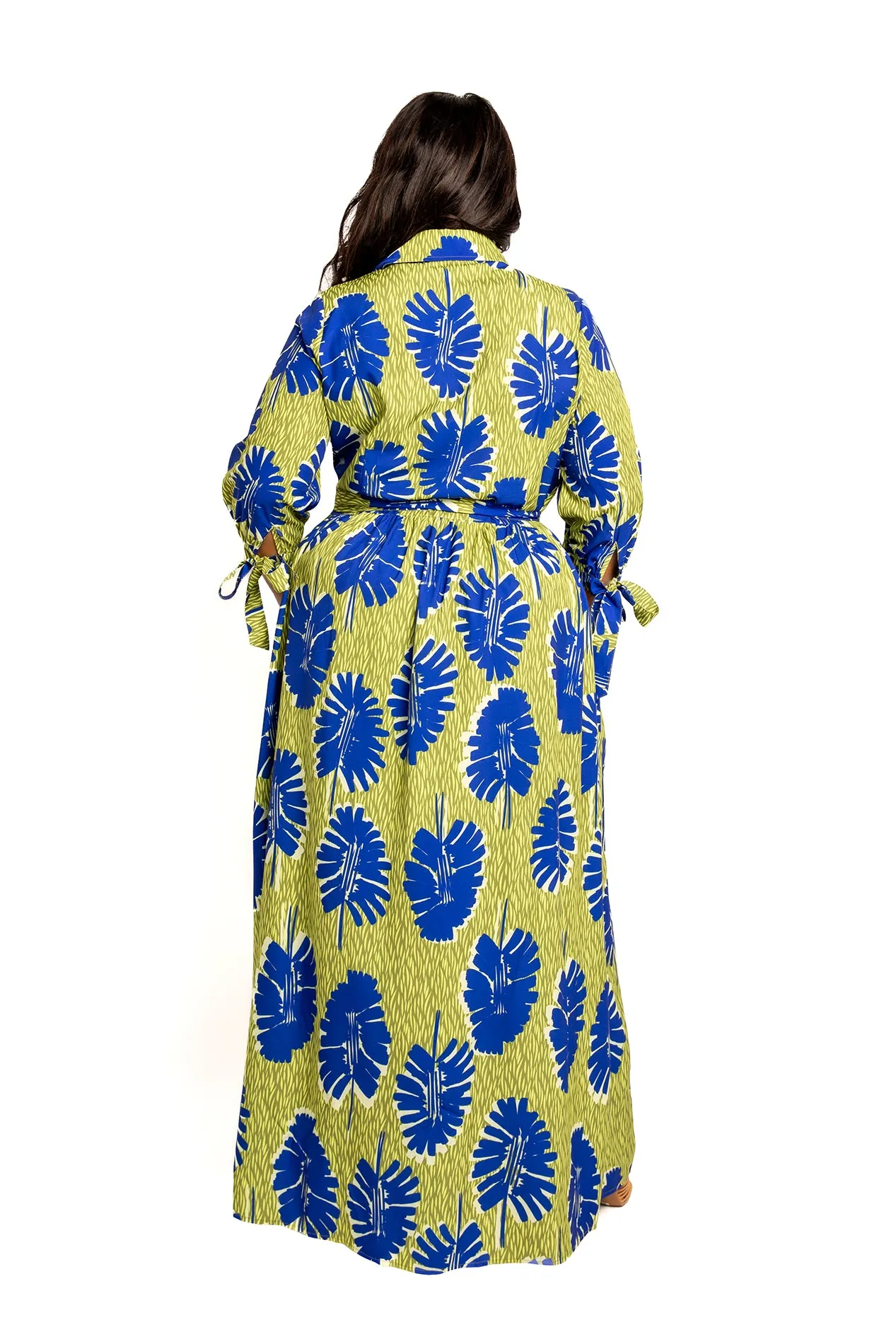 Print Maxi Shirtdress with Tie Sleeves sold by Buxom Couture product image thumbnail 3