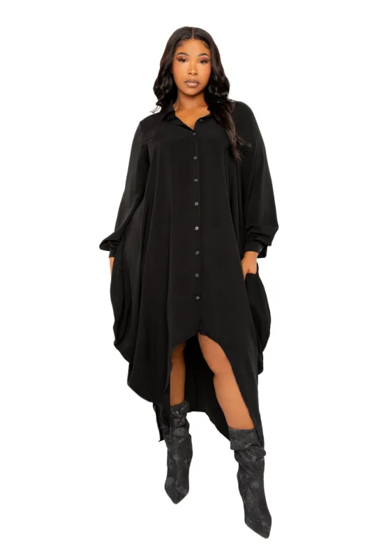 Drapy Shirt Maxi Dress sold by Buxom Couture