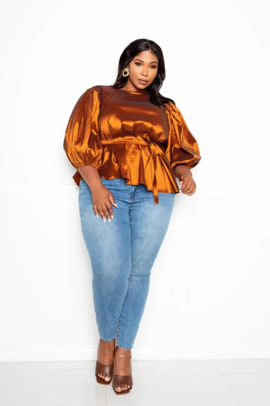 Voluminous Top with Waist Tie sold by Buxom Couture