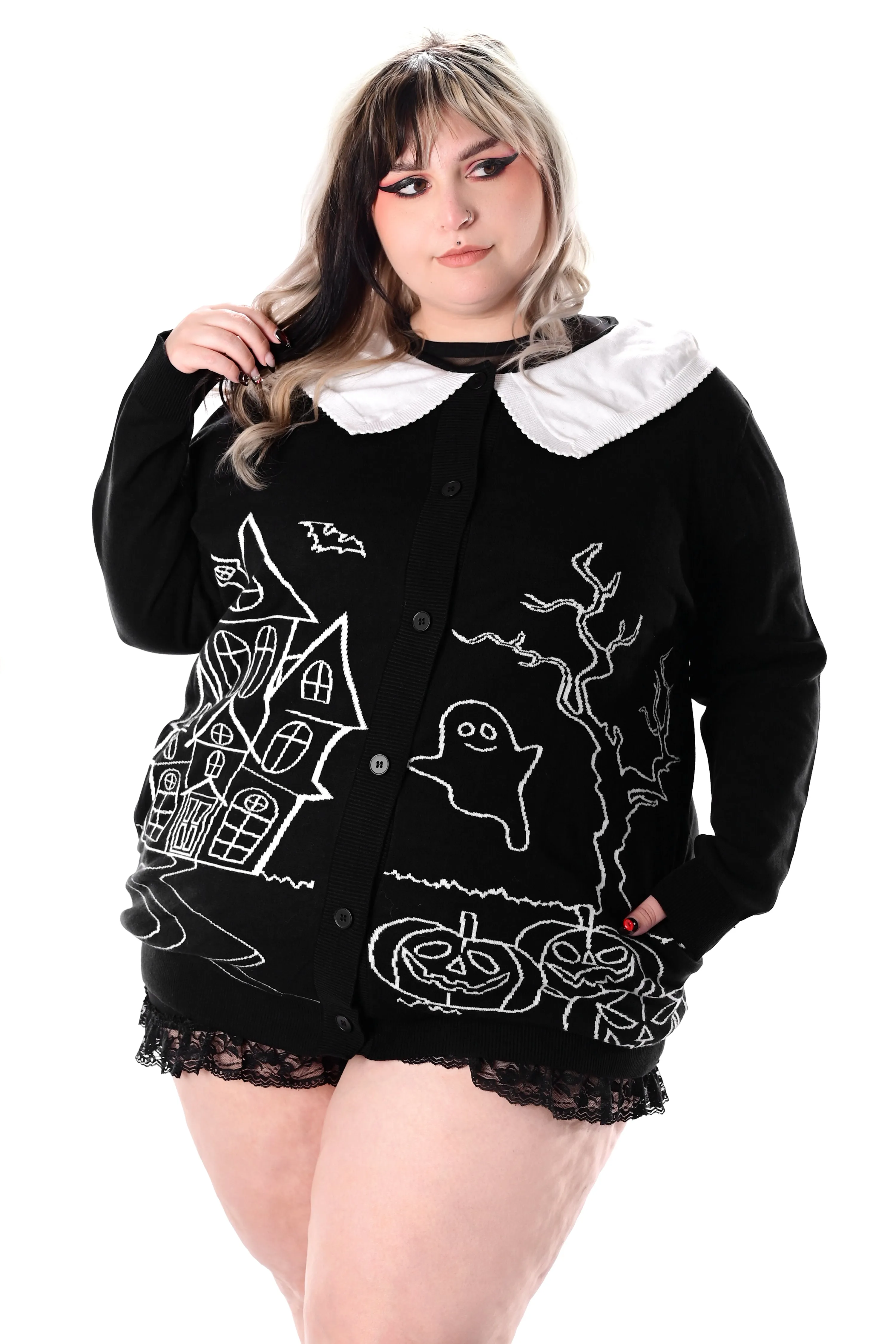 Haunted House Collar Cardigan- No restock! sold by Foxblood